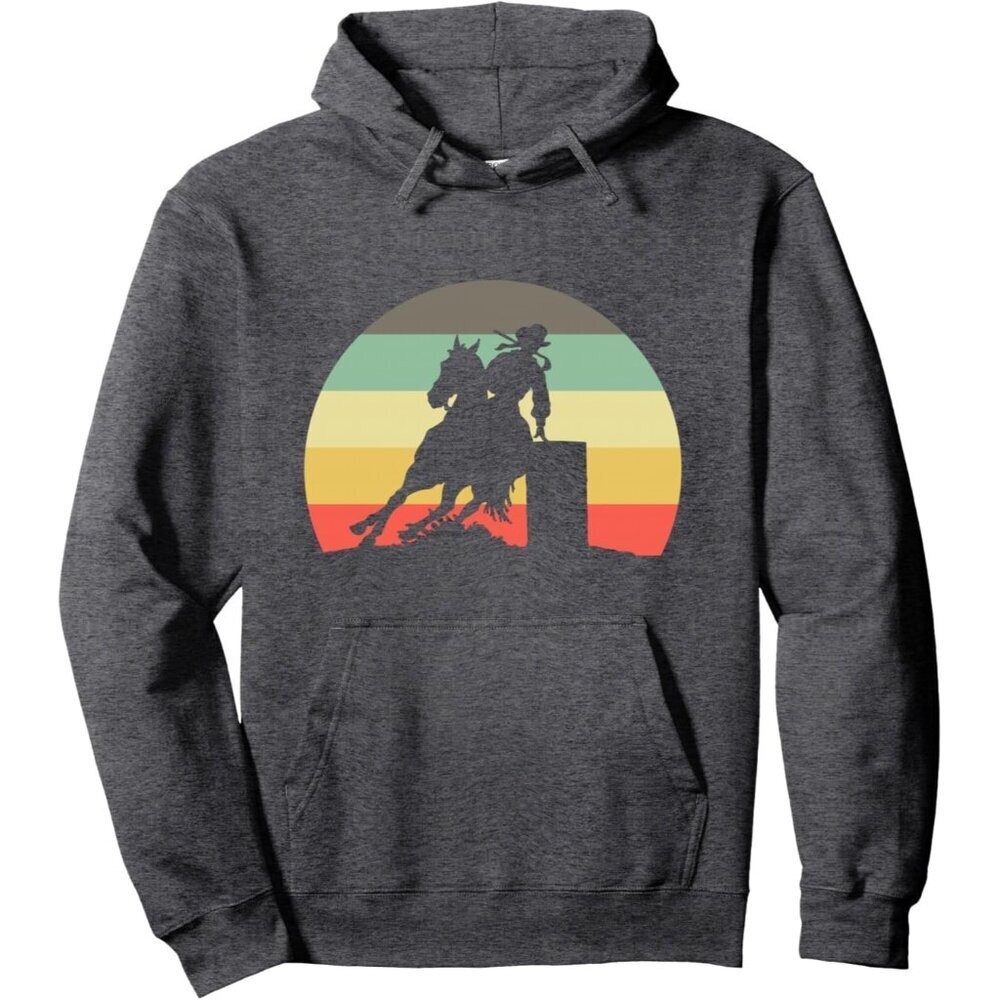 Women's Dark Heather Grey Retro Vintage Barrel Racer Pullover Imported Hoodies